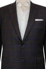 $7500 Brioni Dark Brown Wool Blend Plaid Sportcoat - (BR57251) - Parent