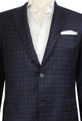 $7200 Brioni Navy Blue Wool Plaid Sportcoat - (BR57254) - Parent