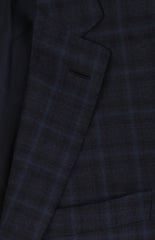 $7200 Brioni Navy Blue Wool Plaid Sportcoat - (BR57254) - Parent