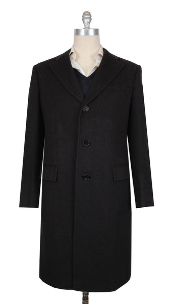 $7800 Brioni Dark Brown Wool Blend Solid Coat - (BR100920242) - Parent