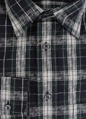$800 Brioni Dark Blue Plaid Cotton Shirt - Slim - (BR55263) - Parent