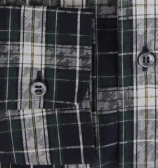 $800 Brioni Dark Blue Plaid Cotton Shirt - Slim - (BR55263) - Parent