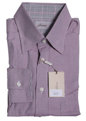 Brioni Pink Micro-Houndstooth Cotton Shirt - Slim - (BR45232) - Parent