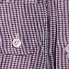 Brioni Pink Micro-Houndstooth Cotton Shirt - Slim - (BR45232) - Parent