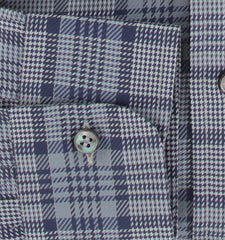 $800 Brioni Blue Plaid Cotton Shirt - Slim - (BR55269) - Parent