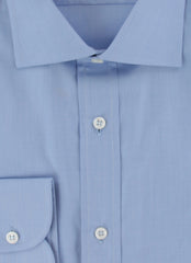 $800 Brioni Light Blue Solid Cotton Shirt - Slim - (BR821258) - Parent