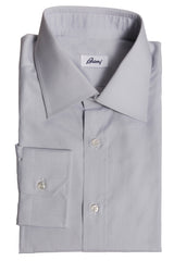 Brioni Light Gray Solid Cotton Shirt - Slim - 15.75/40 - (BR8182210)