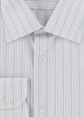 $925 Brioni Light Blue Striped Cotton Shirt - Slim - (BR429262) - Parent