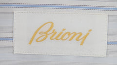 $925 Brioni Light Blue Striped Cotton Shirt - Slim - (BR429262) - Parent