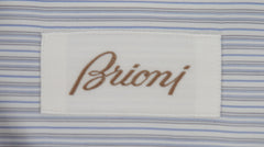 $800 Brioni Blue Striped Cotton Shirt - Slim - (BR429264) - Parent