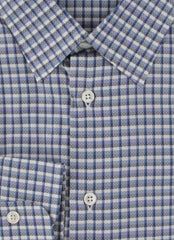 $800 Brioni Blue Plaid Cotton Shirt - Slim - (BR619258) - Parent