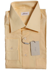 Brioni Yellow Solid Cotton Shirt - Slim - 17.5/44 - (SH326224)