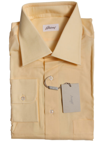 Brioni Yellow Solid Cotton Shirt - Slim - (SH326224) - Parent