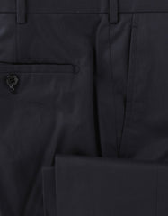 $500 Belvest Dark Blue Solid Cotton Pants - Slim - (BV1216252) - Parent