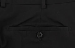 $500 Belvest Black Solid Cotton Pants - Slim - (BV1216251) - Parent