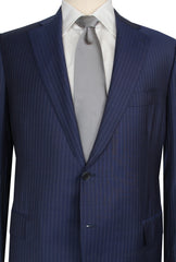 $7100 Cesare Attolini Navy Blue Wool Striped Suit - (CA992611) - Parent
