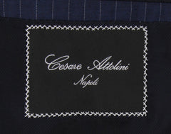 $7100 Cesare Attolini Navy Blue Wool Striped Suit - (CA992611) - Parent