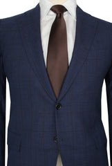 $7050 Cesare Attolini Navy Blue Super 130's Window Pane Suit - (CA99268) - Parent