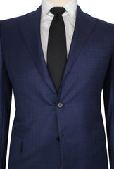 $8150 Cesare Attolini Navy Blue Super 150's Window Pane Suit - (CA99267) - Parent