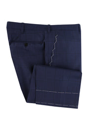 $8150 Cesare Attolini Navy Blue Super 150's Window Pane Suit - (CA99267) - Parent