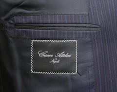 Cesare Attolini Dark Blue Wool Striped Suit - (CA2162217) - Parent