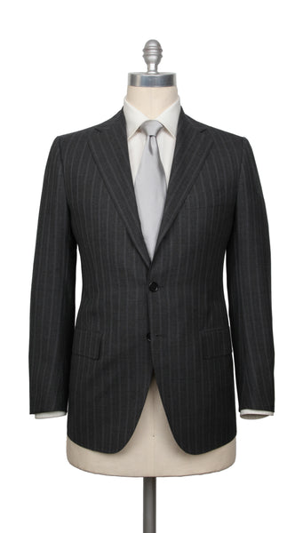Cesare Attolini Dark Gray Wool Blend Striped Suit - (CA2162211) - Parent