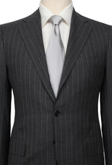 Cesare Attolini Dark Gray Wool Blend Striped Suit - (CA2162211) - Parent