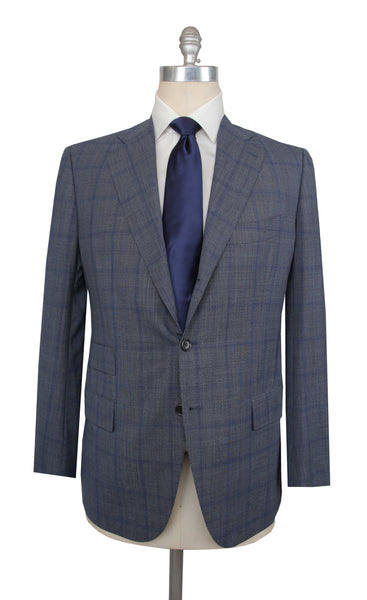 $7750 Cesare Attolini Gray Wool Window Pane Suit - (CA829266) - Parent