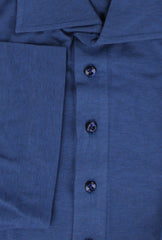 $514 Cesare Attolini Blue Solid Shirt - Slim - (CA3212611) - Parent