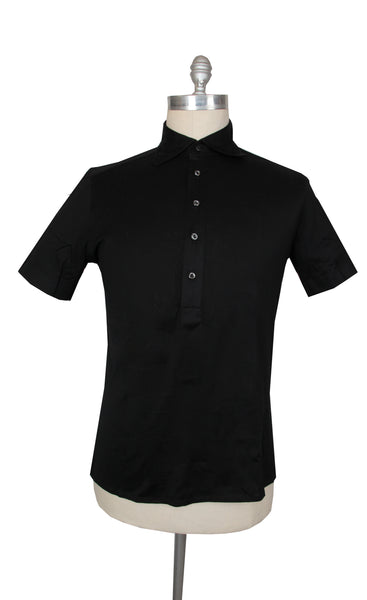 $514 Cesare Attolini Black Solid Cotton Polo - (CA81263) - Parent
