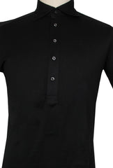 $514 Cesare Attolini Black Solid Cotton Polo - (CA81263) - Parent