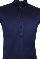 $514 Cesare Attolini Navy Blue Solid Cotton Polo - (CA81264) - Parent