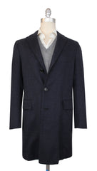 $6000 Cesare Attolini Dark Blue Wool Solid Coat - (CA521251) - Parent