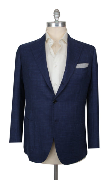 $5400 Cesare Attolini Navy Blue Wool Blend Melange Sportcoat - (CA87254) - Parent