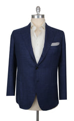 $5400 Cesare Attolini Navy Blue Wool Blend Melange Sportcoat - (CA87254) - Parent