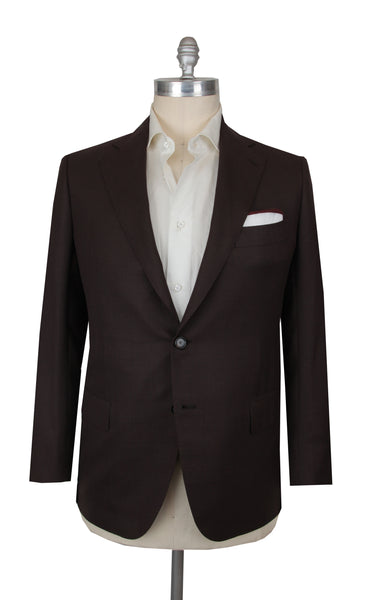 $5400 Cesare Attolini Brown Wool Blend Solid Sportcoat - (CA87252) - Parent