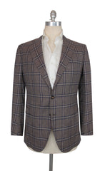 $7500 Cesare Attolini Brown Cashmere Window Pane Sportcoat - (IS1021265) - Parent