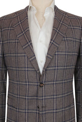 $7500 Cesare Attolini Brown Cashmere Window Pane Sportcoat - (IS1021265) - Parent