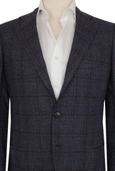 $5750 Cesare Attolini Dark Blue Wool Window Pane Sportcoat - (IS1021264) - Parent