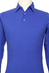 Cesare Attolini Blue Solid Cotton Polo - (CA615233) - Parent