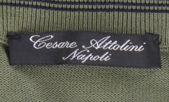 Cesare Attolini Olive Green Cotton V-Neck Sweater - (CA112237) - Parent