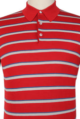 Cesare Attolini Red Striped Cotton Polo - (CA52233) - Parent