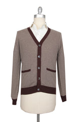 Cesare Attolini Brown Cashmere V-Neck Cardigan - (CA112236) - Parent