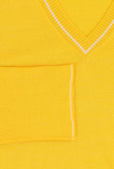 Cesare Attolini Yellow Cashmere Blend V-Neck Sweater - (CA1219231) - Parent