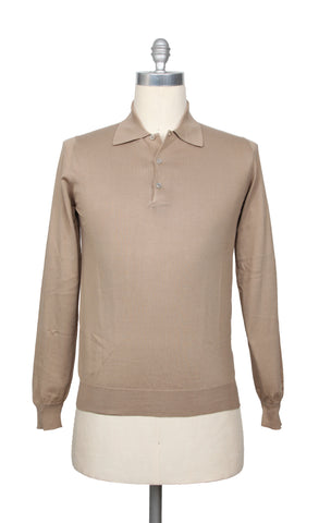 Cesare Attolini Light Brown 1/4 Button Polo Sweater