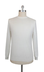 $904 Cesare Attolini White Cotton Crewneck Sweater - (CA214261) - Parent