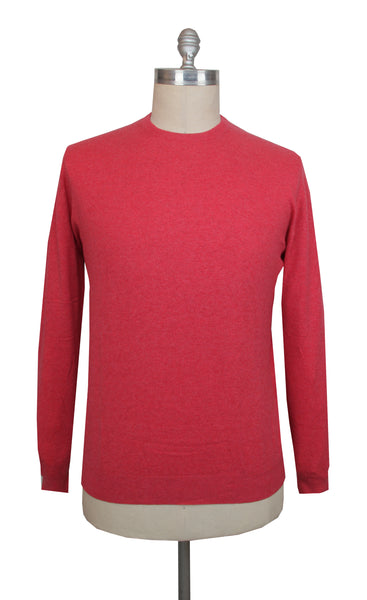 $1268 Cesare Attolini Red Cotton Crewneck Sweater - (CA214263) - Parent
