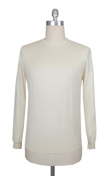 $1268 Cesare Attolini Beige Cashmere Crewneck Sweater - (CA214264) - Parent