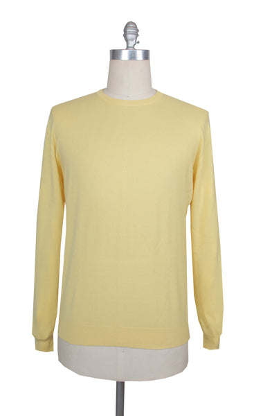 $1268 Cesare Attolini Yellow Cotton Crewneck Sweater - (CA214262) - Parent
