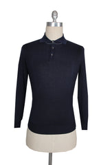 $1300 Cesare Attolini Dark Blue Cashmere Blend Polo Sweater - (CA321265) - Parent